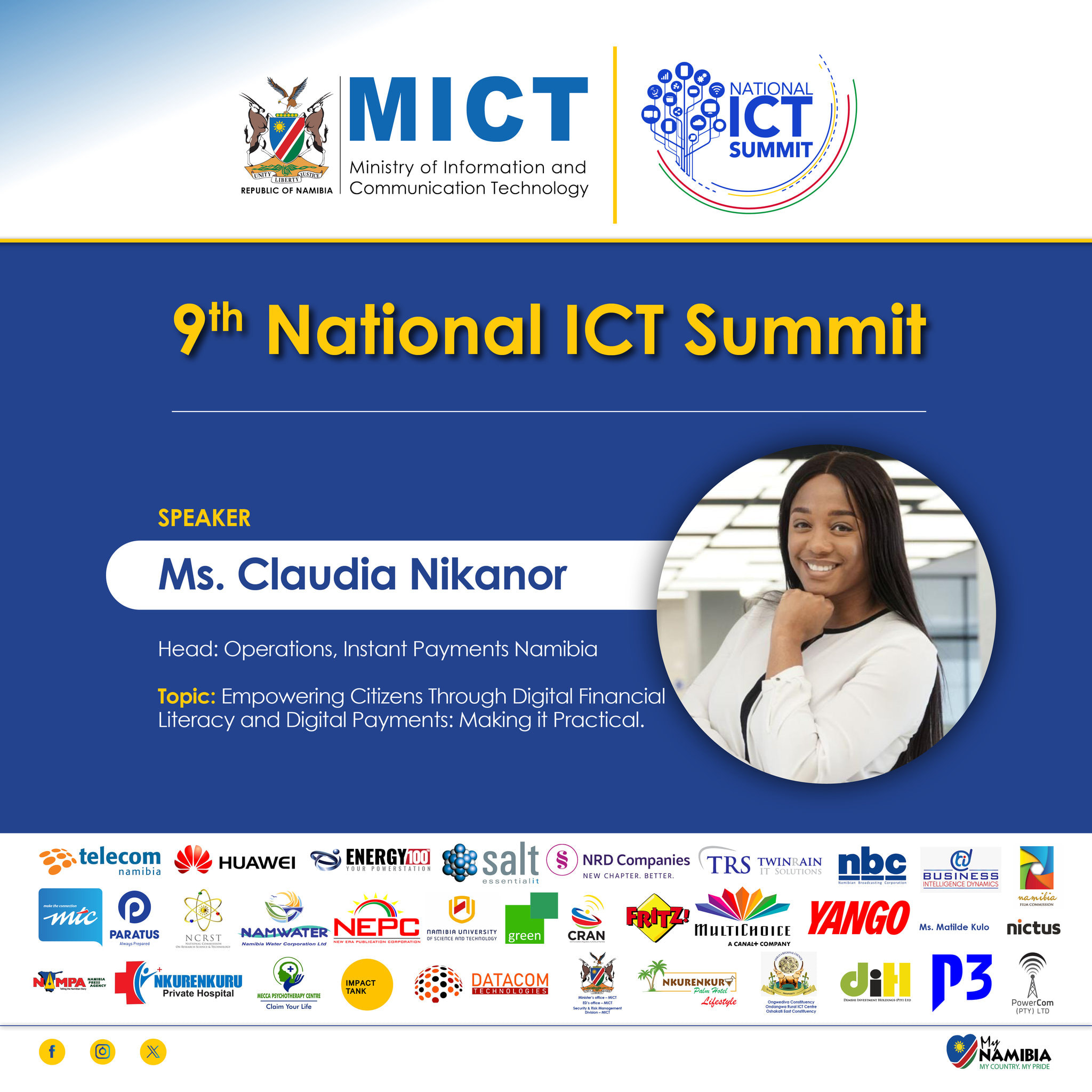 Ms. Claudia Nikanor, Speaker. Head: Operations, Instant Payments Namibia. Topic: Empowering Citizens Through Digital Financial Literacy and Digital Payments: Making it Practical