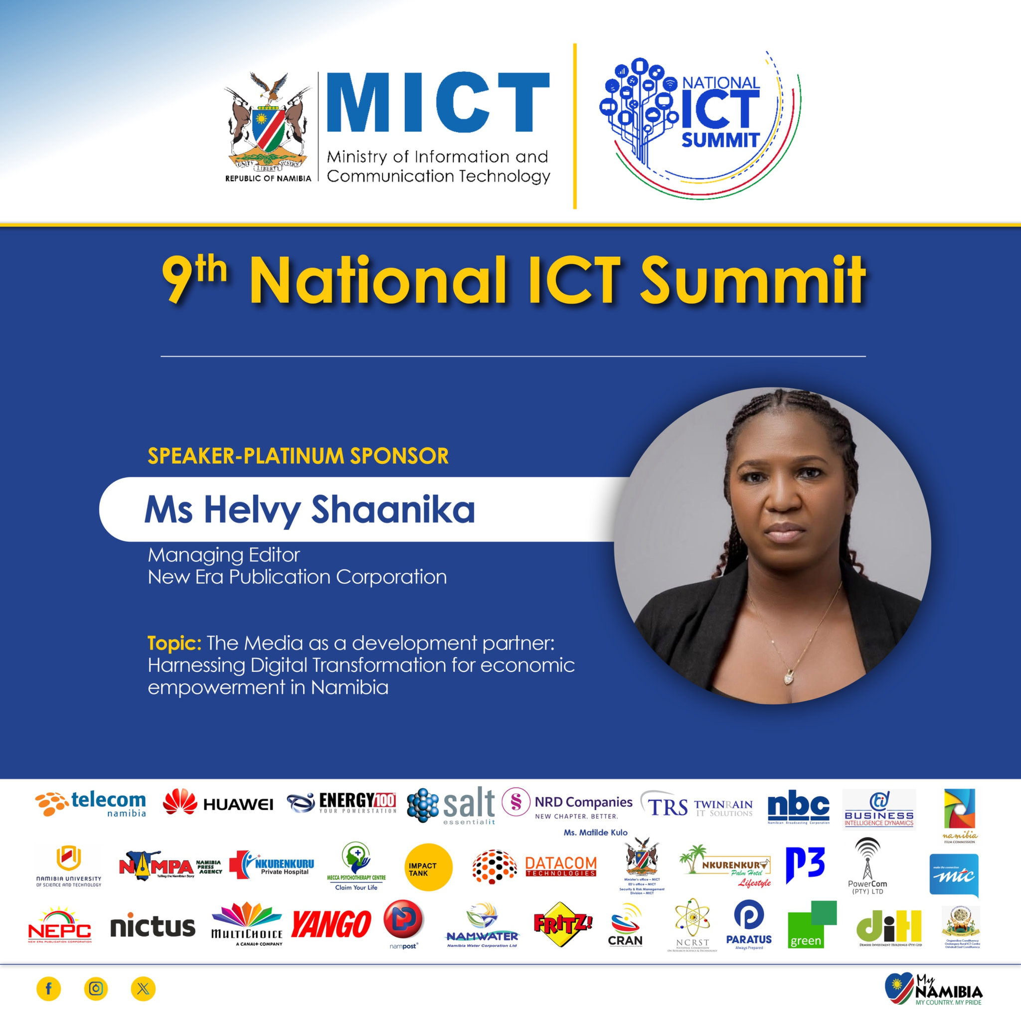 Ms. Helvy Shaanika, Speaker, Platinum Sponsor. Managing Editor, New Era Publication Corporation. Topic: The Media as a development partner: Harnessing Digital Transformation for economic empowerment in Namibia